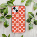 Groovy Retro Romantic Love Heart Red Chequerboard iPhone 15 Case<br><div class="desc">Groovy Retro Romantic Love Heart Red Chequerboard iPhone 15 Cases features a simple red chequerboard pattern with groovy retro romantic love hearts. Perfect gift for her for Valentine's Day,  birthday,  mum for Mother's Day,  girlfriend,  sweetheart for Christmas and holidays. Designed by ©Evco Studio www.zazzle.com/store/evcostudio</div>