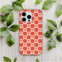 Groovy Retro Romantic Love Heart Red Chequerboard