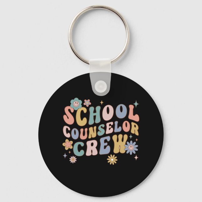 Groovy Retro School Counsellor Crew Teacher Back T Key Ring (Front)
