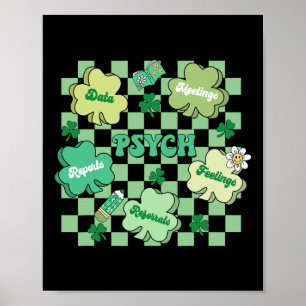 Groovy Retro School Psychologist St Patrick's Day Poster