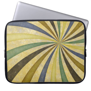 Groovy Retro Spiral Sunbeam Ray Swirl Design Laptop Sleeve