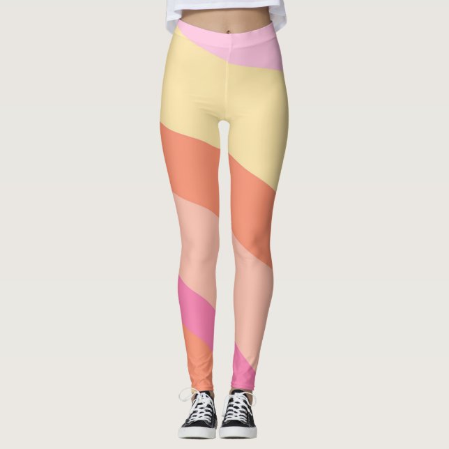 Groovy Retro Stripes Seventies Leggings (Front)