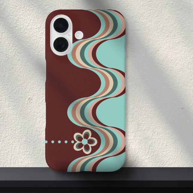 Groovy Retro Style Wavy Lines Flower  Case-Mate iPhone Case (Creator Uploaded)