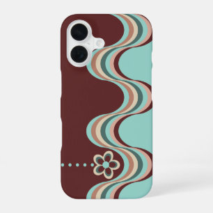 Groovy Retro Style Wavy Lines Flower iPhone 16 Case