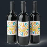 Groovy Retro Sunshine Boy Baby Shower Favours Wine Label<br><div class="desc">Drenched in retro sunshine,  this design is a wonderful blend of nostalgic aesthetics and contemporary functionality. The motif is a stunning array of muted yellow,  blue,  orange,  and terracotta hues that create a warm and inviting atmosphere right off the bat.</div>