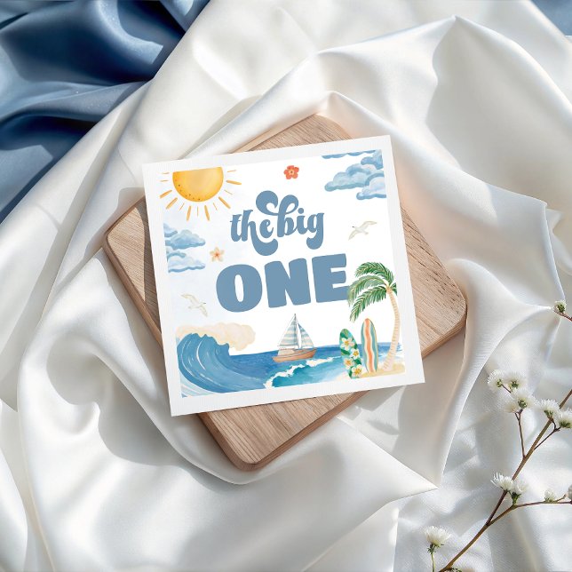 Groovy Retro Surf Beach Birthday Napkins (Creator Uploaded)
