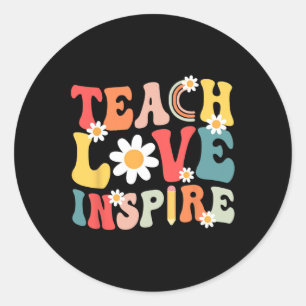 Groovy Retro Teach Love Inspire Back To School Tea Classic Round Sticker