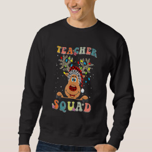 Groovy Retro Teacher Squad Reindeer Teacher Chris Sweatshirt