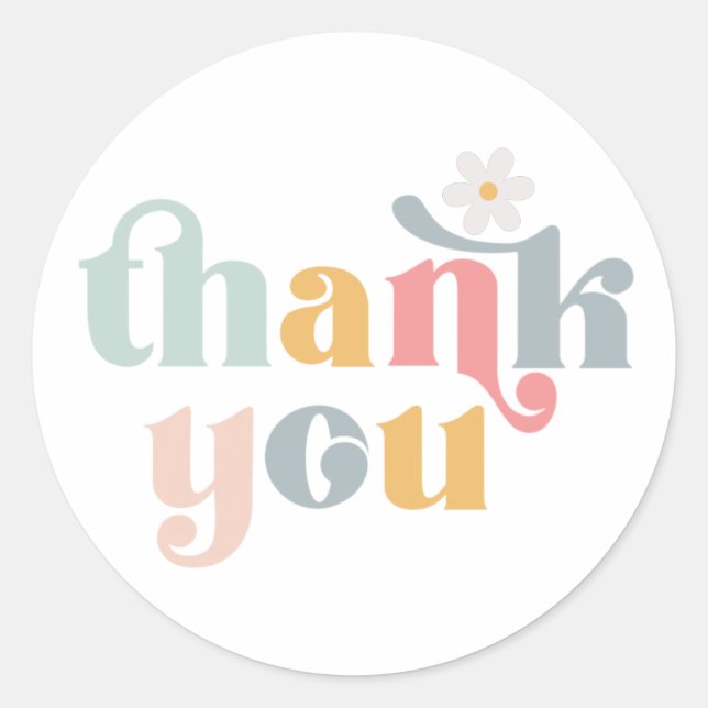 Groovy Retro Thank You  Favour Tags (Front)