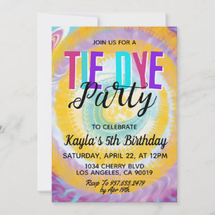 Groovy Retro Tie Dye Birthday Invitation