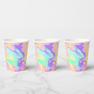 Groovy Retro Tie Dye Pastel Marble Swirl Paper Cups