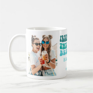 Groovy Retro Turquoise Friendship 2 Photos & Names Coffee Mug