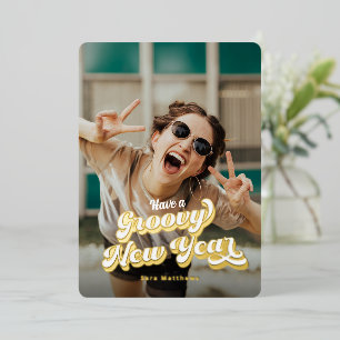 Groovy Retro Typography & Gold Foil New Years