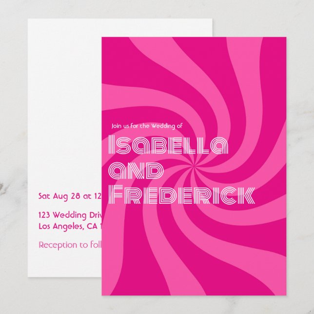 Groovy Retro Typography Wedding Invitation (Front/Back)