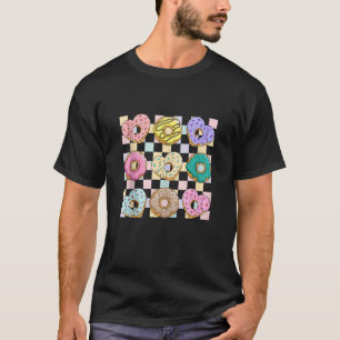 Groovy Retro Valentine Doughnuts Heart Candy Teach T-Shirt