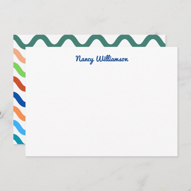 Groovy Retro Vibes Colourful Wavy Add Name Card (Front/Back)