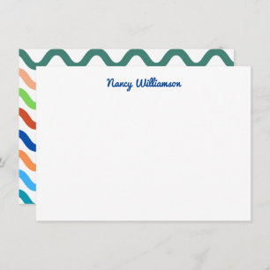 Groovy Retro Vibes Colourful Wavy Add Name Card