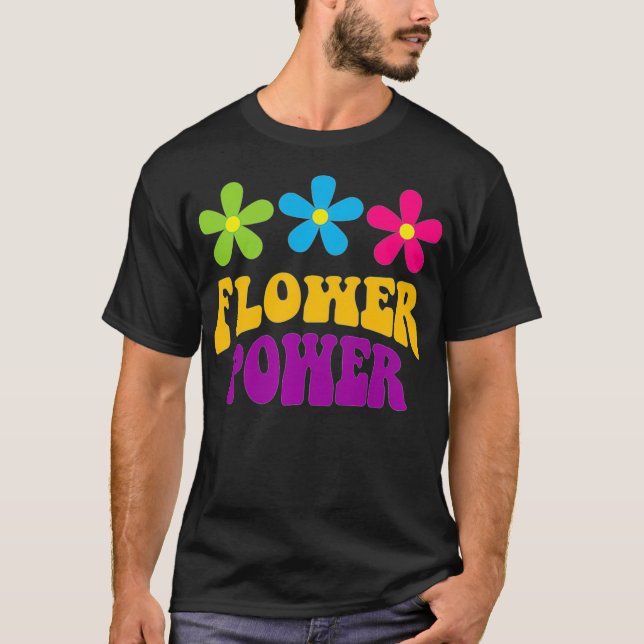 Groovy Retro Vintage Flower Power Premium  T-Shirt (Front)
