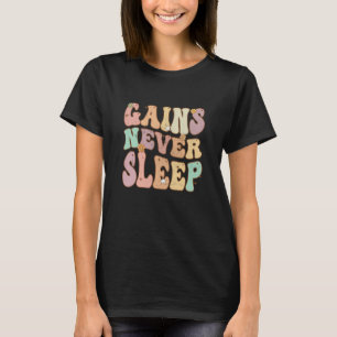 Groovy Retro Vintage Gym Gains Never Sleep T-Shirt
