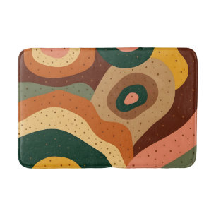 Groovy retro waves and dots with vibrant colours bath mat