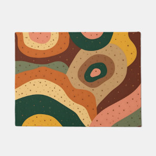 Groovy retro waves and dots with vibrant colours doormat
