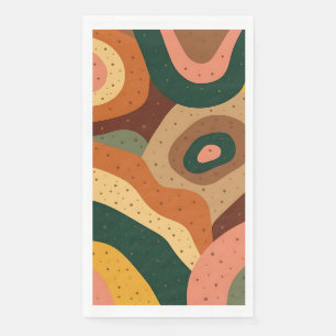 Groovy retro waves and dots with vibrant colours napkin
