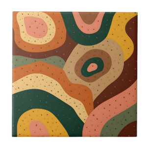 Groovy retro waves and dots with vibrant colours tile