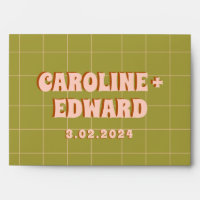 Groovy Retro Wedding Envelope with Custom Names