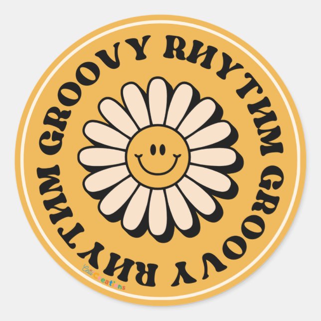 Groovy Rhythm Classic Round Sticker (Front)