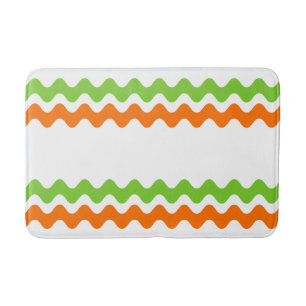 Groovy Ric Rac Stripe Orange & Lime Green Bath Mat