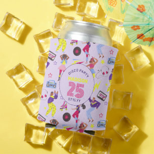 Groovy Roller Disco Lila Party Millennial Retro Can Cooler