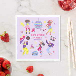 Groovy Roller Disco Purple Party Millennial Retro Napkin