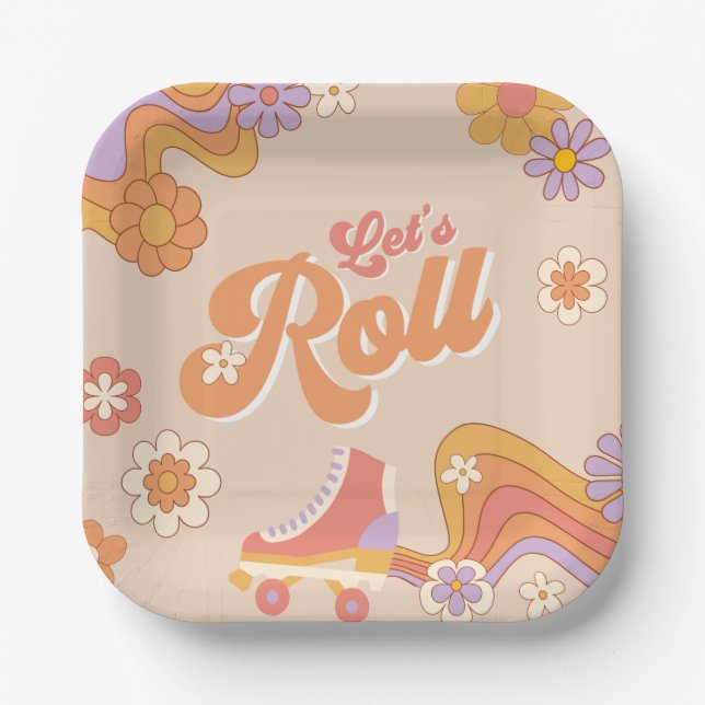 Groovy Roller Skate Paper Plates (Front)