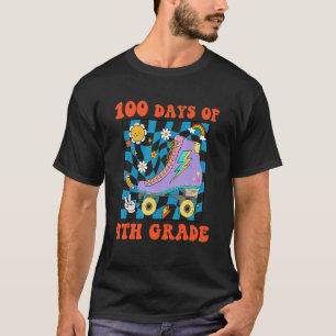 Groovy Rollin Happy 100 Days Of 4th Grade Back To  T-Shirt