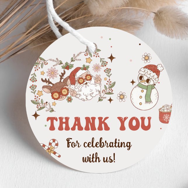 Groovy Santa Christmas Birthday Party Favour Tag (Creator Uploaded)