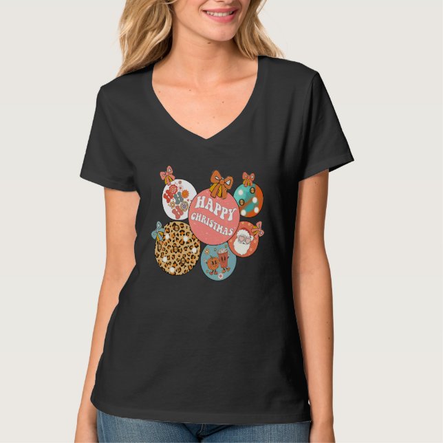 Groovy Santa Christmas  Ho Ho Ho Pumpkin Face Wome T-Shirt (Front)