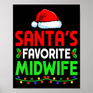 Groovy Santa's Favorite Midwife Nurse Christmas Sa Poster