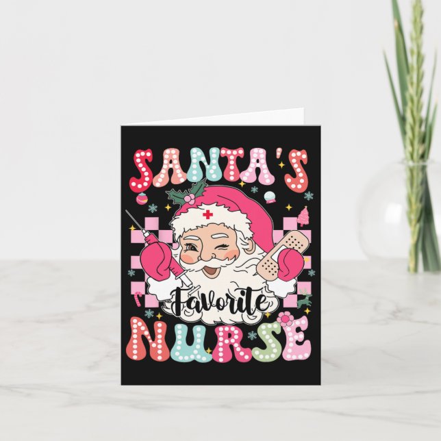 Groovy Santas Favourite Nurse Christmas Xmas Rn Cn Card (Front)