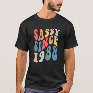 Groovy Sassy Since 1988 1988 Women Birthday Party T-Shirt