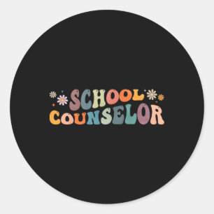 Groovy School Counsellor Counseling Mental Health  Classic Round Sticker