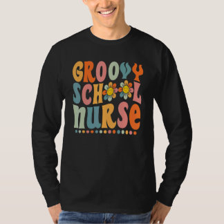 Groovy School Nurse Colourful Daisy back To school T-Shirt