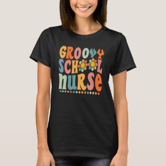 Groovy School Nurse Colourful Daisy back To school T-Shirt