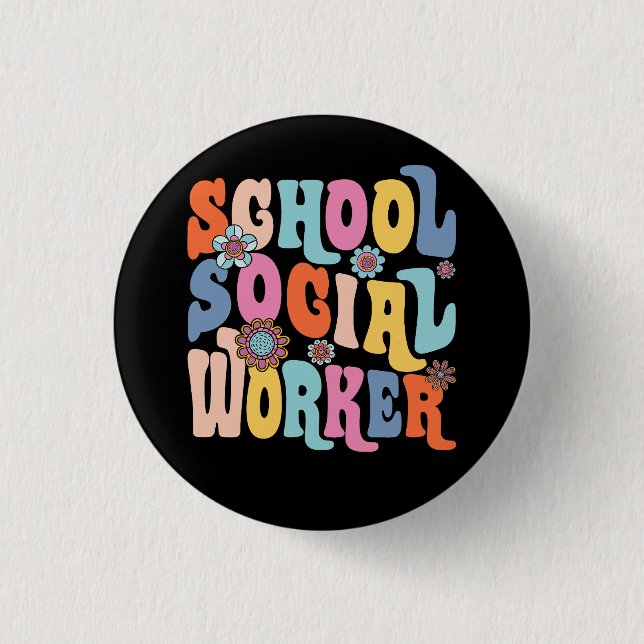 Groovy School Social Worker Coping Skills Back To  3 Cm Round Badge (Front)