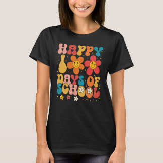 Groovy School Teacher Student Happy 100 Days Of Sc T-Shirt