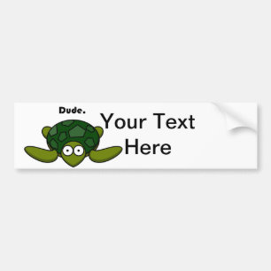 Groovy Sea Turtle Cartoon, Funny Ocean “Dude" Bumper Sticker