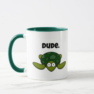 Groovy Sea Turtle Cartoon, Funny Ocean “Dude" Mug