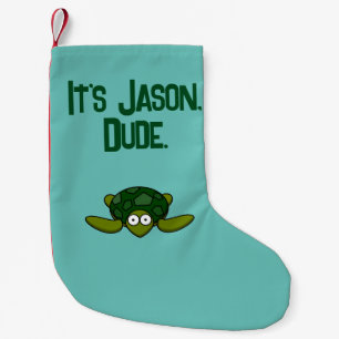 Groovy Sea Turtle Cartoon, Funny Ocean “Dude" Small Christmas Stocking