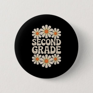 Groovy Second Grade Retro Back To School 2nd Kids 6 Cm Round Badge