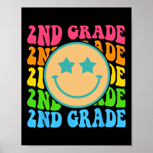 Groovy Second Grade Vibes Face Retro Teachers Back Poster