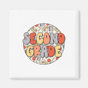 Groovy Second Grade Vibes Retro Teachers Kids Ck T Magnet